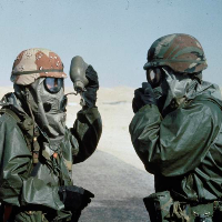 soldiers in gas masks